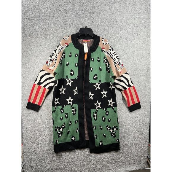 Anthropologie Vilagallo Starry Leopard Medium Open Sweater Cardigan Knit $350 - Picture 2 of 8